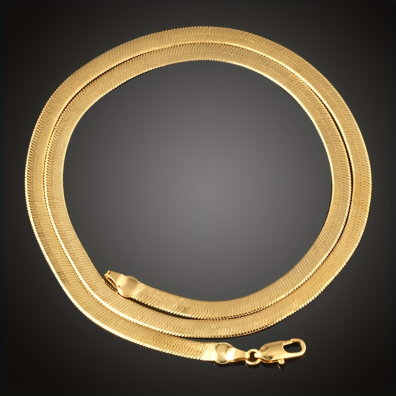 Plated Flat Herringbone Snake Bone Necklace